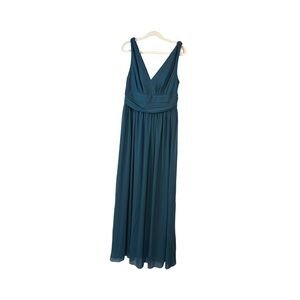 NWT Ever Pretty Teal Sleeveless Chiffon Maxi Dress Size 8 Feminine Romantic Airy